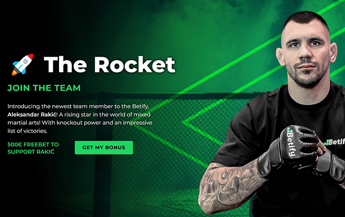 Promo Betify freebet Rakic UFC